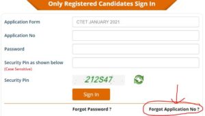 ctet forgot registration number